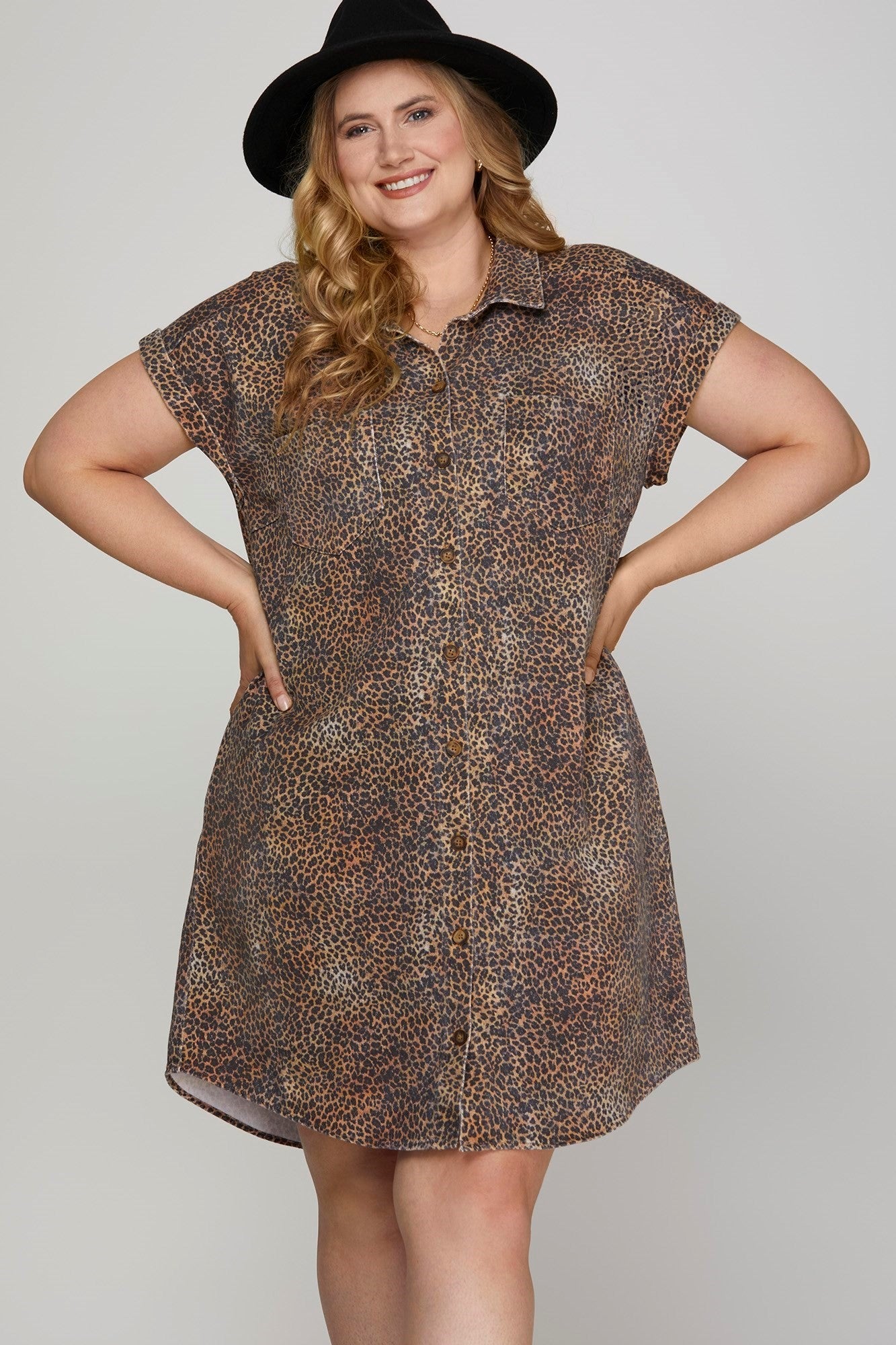 LEOPARD TWILL WASHED DRESS