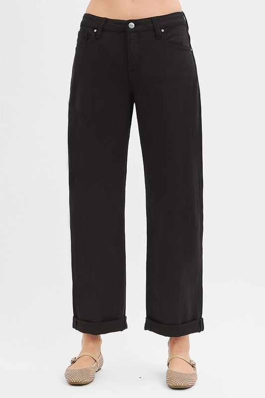 MR ANKLE BARREL BLACK JEAN