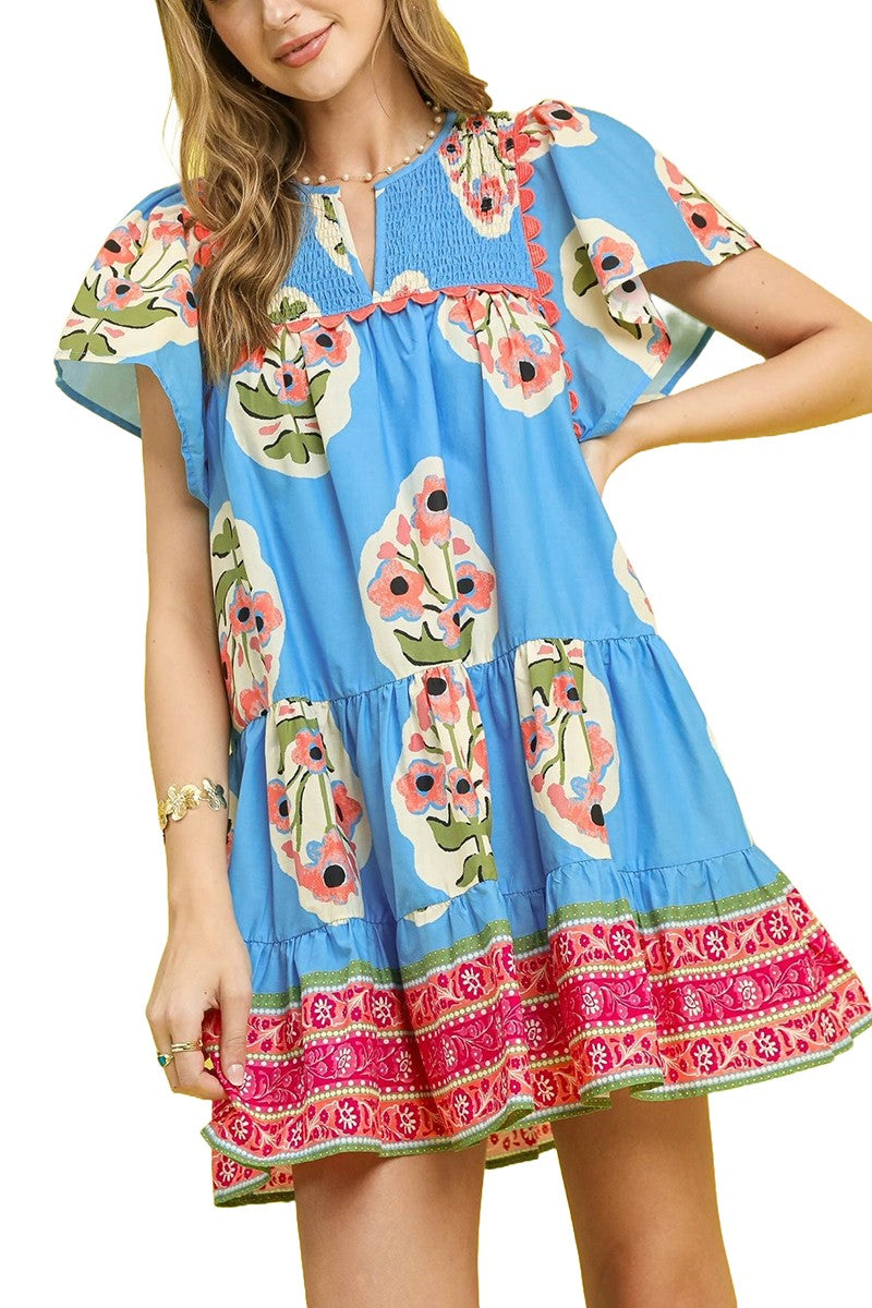 FLORAL BOHO MINI DRESS