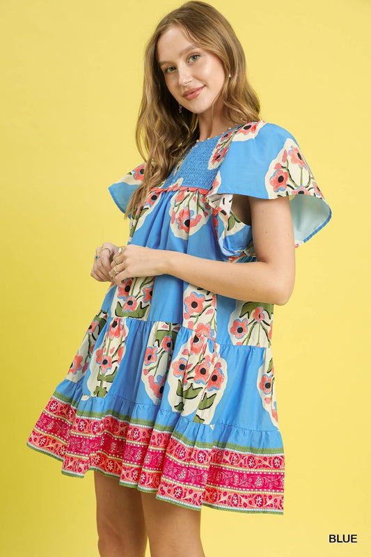 FLORAL BOHO MINI DRESS