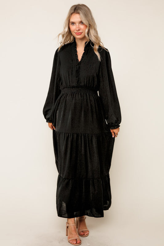 SOLID BLACK WOVEN DRESS