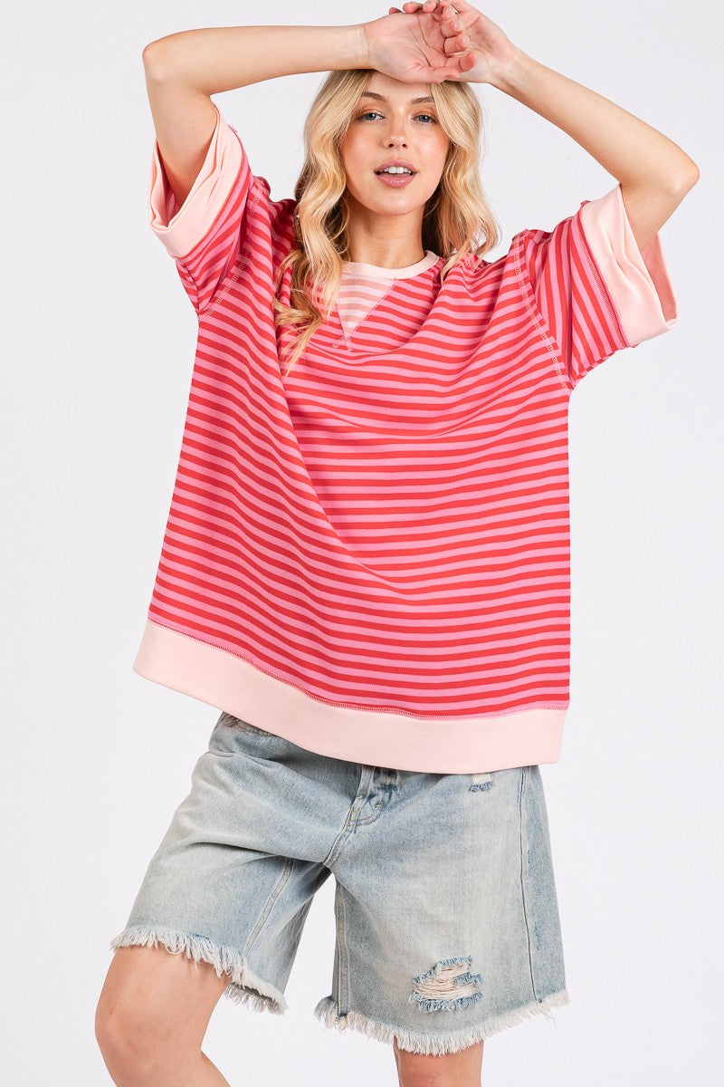 STRIPED OVERSIZED PINK TOP