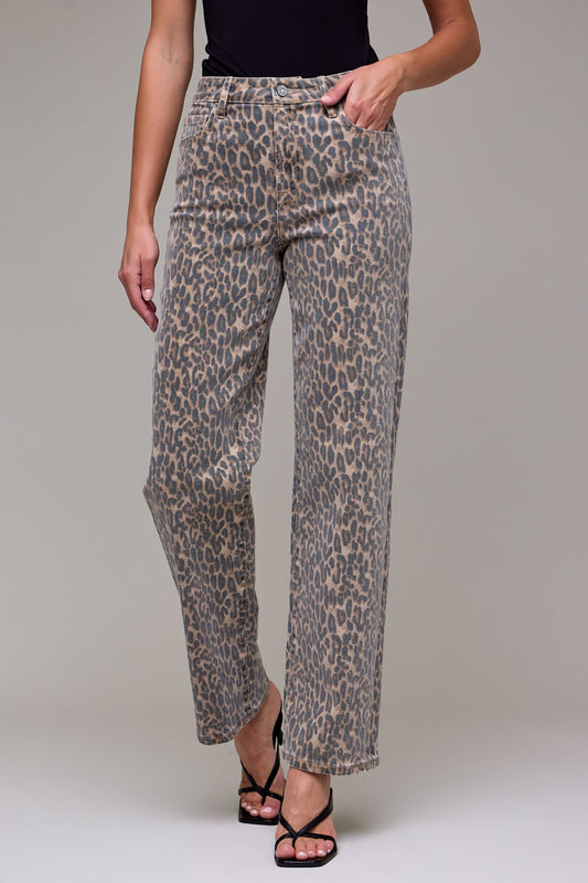 HI-RISE CHEETAH STRAIGHT JEAN