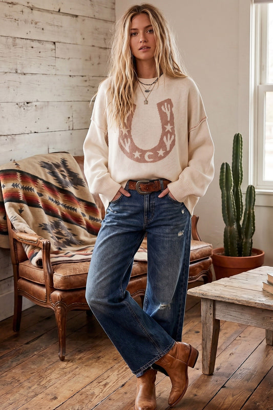 HORSESHOE CREAM SWEATER