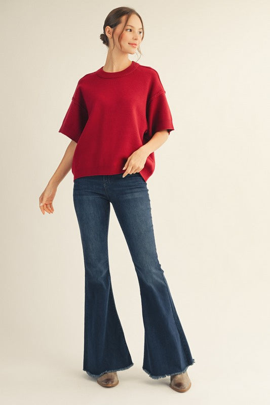 SWEATER SS RED TOP