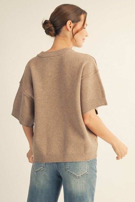 SWEATER SS MOCHA TOP