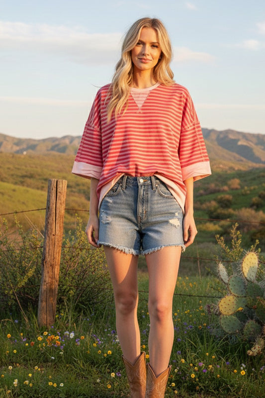 STRIPED OVERSIZED PINK TOP