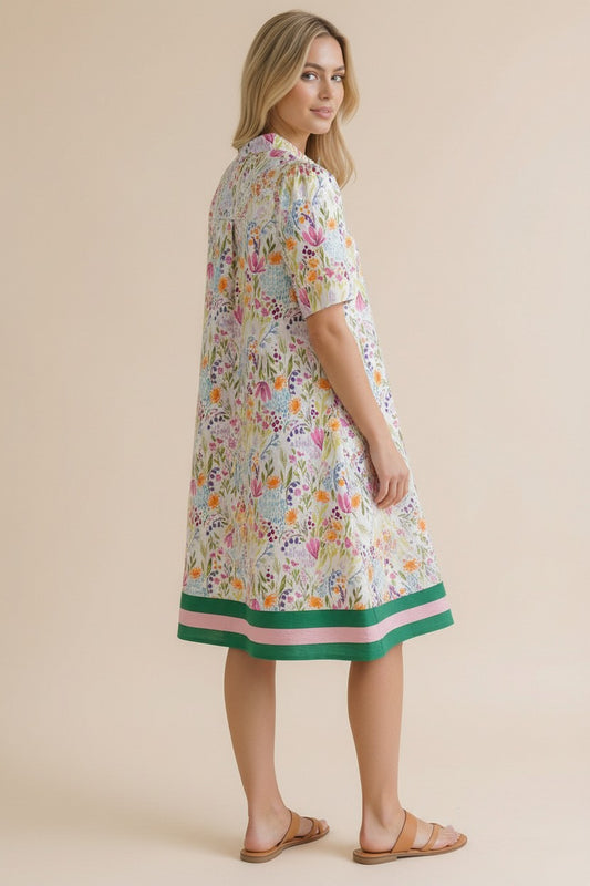 FLORAL BAND MULTI-COLORED DRESS