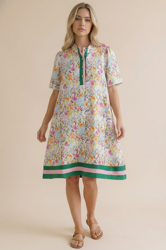 FLORAL BAND MULTI-COLORED DRESS