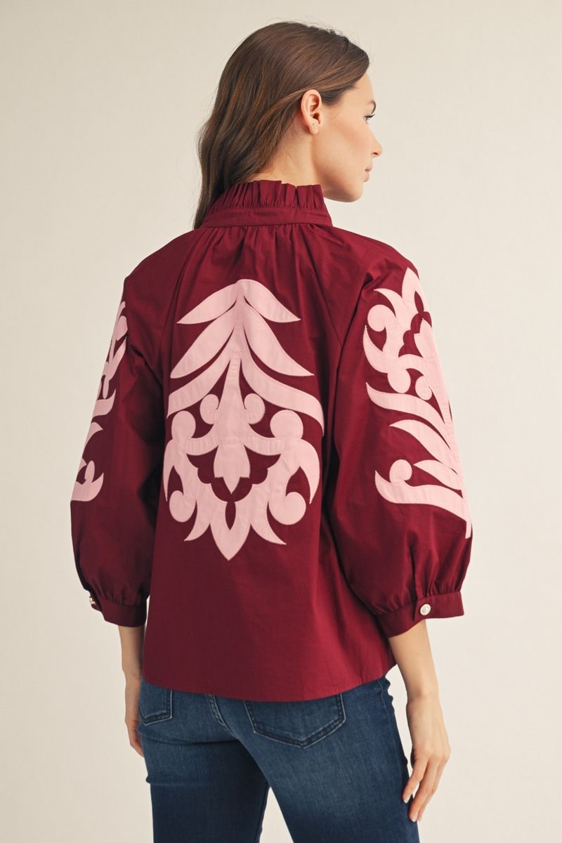 EMBELLISH LUX BURGUNDY TOP