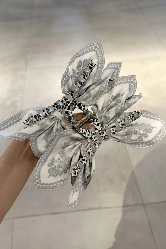 PAISLEY FLORAL BOW HAIR CLIP