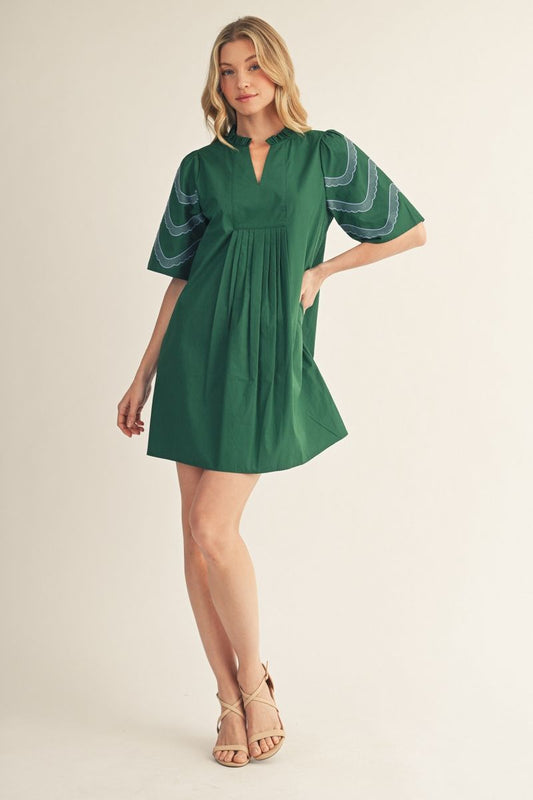 DROP SHOULDER HUNTER GREEN DRESS