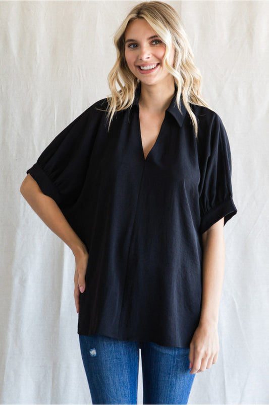 DOLMAN COLLAR BLACK TOP