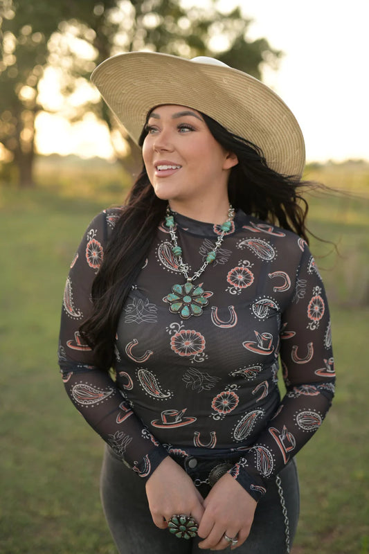 FEATHER IN HAT MESH LS