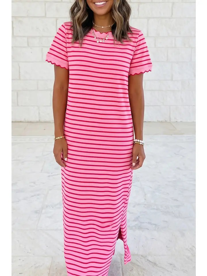 STRIPE TEE SHIRT ROSE DRESS
