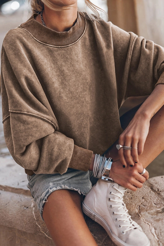 CREW NECK BROWN SWEATER