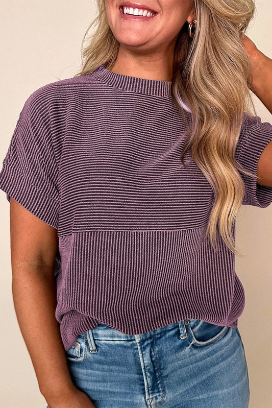 CORDED KNIT MOCK TOP
