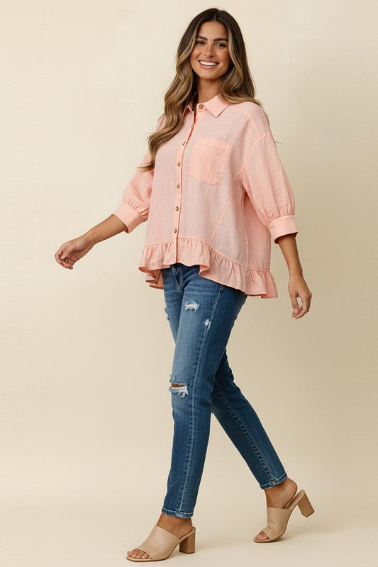 BABYDOLL PEPLUM PINK TOP