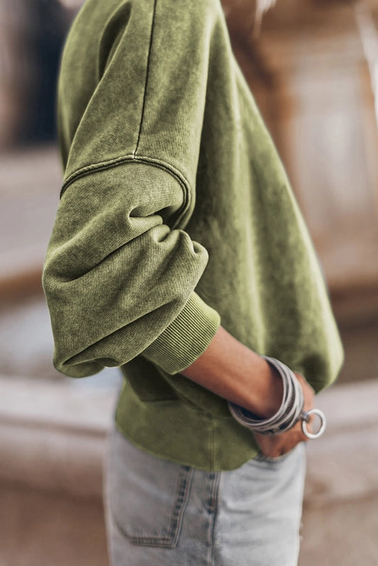 CREW NECK GREEN SWEATER