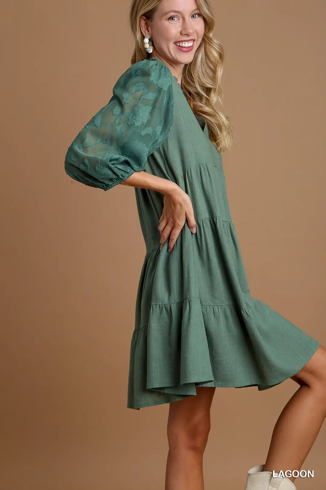 FLORAL CONTRAST TIERED DRESS