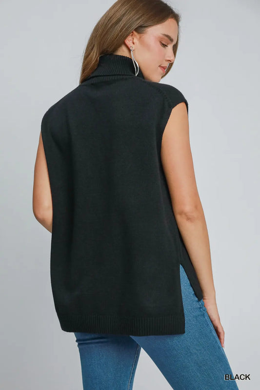 MOCK NECK BATWING BLK TOP