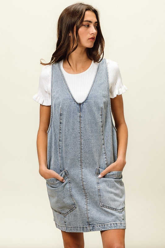 DENIM SUSPENDER DRESS