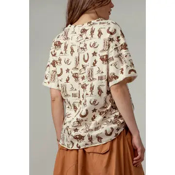 RODEO WESTERN CREAM TEE