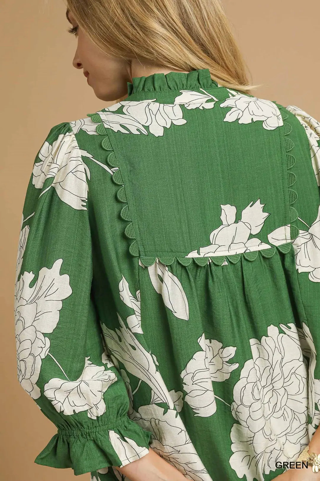 FLORAL TIERED BABYDOLL GREEN DRESS