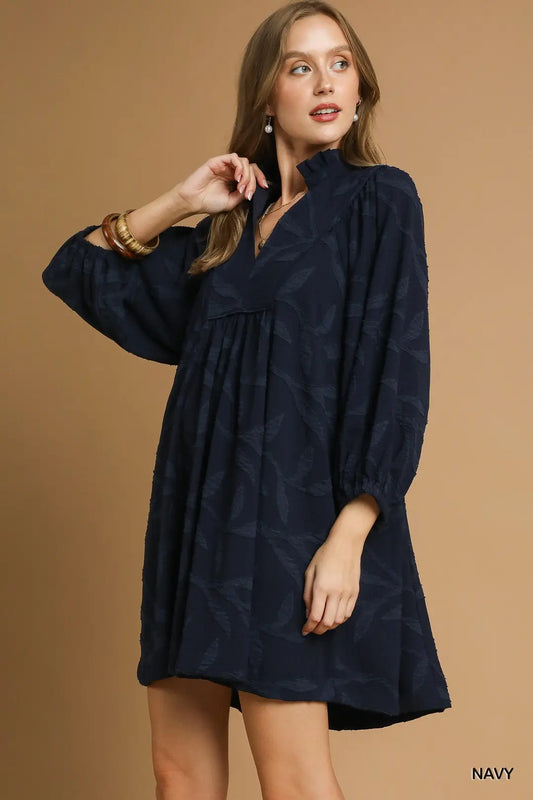 HIGH RUFFLE NECK DRESS