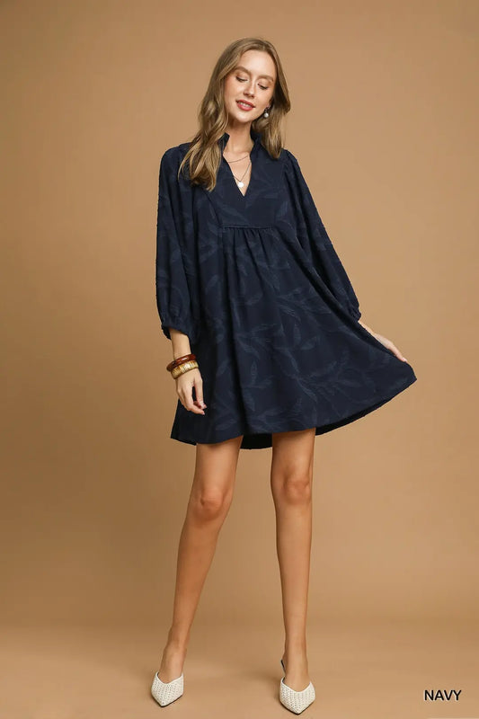 HIGH RUFFLE NECK DRESS