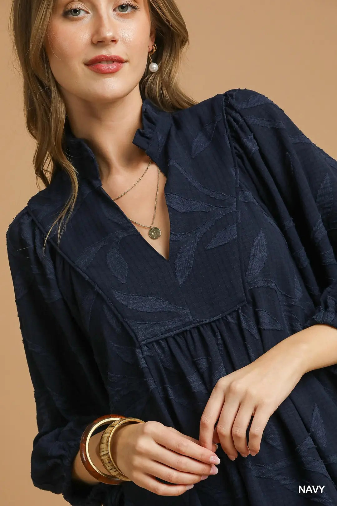 HIGH RUFFLE NECK DRESS