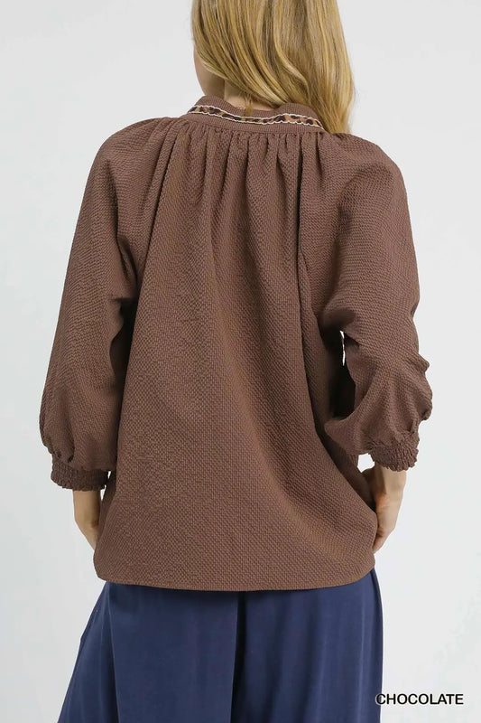 LEOPARD TRIM CHOC TOP