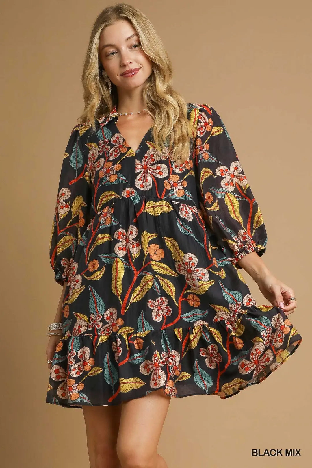 FALL FLORAL MIDI DRESS