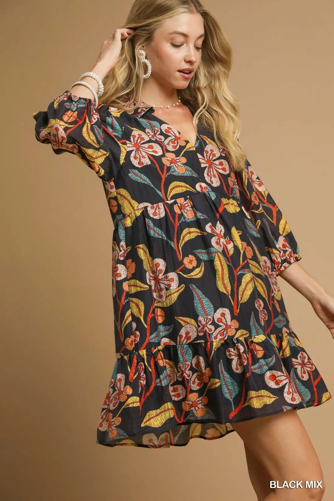 FALL FLORAL MIDI DRESS