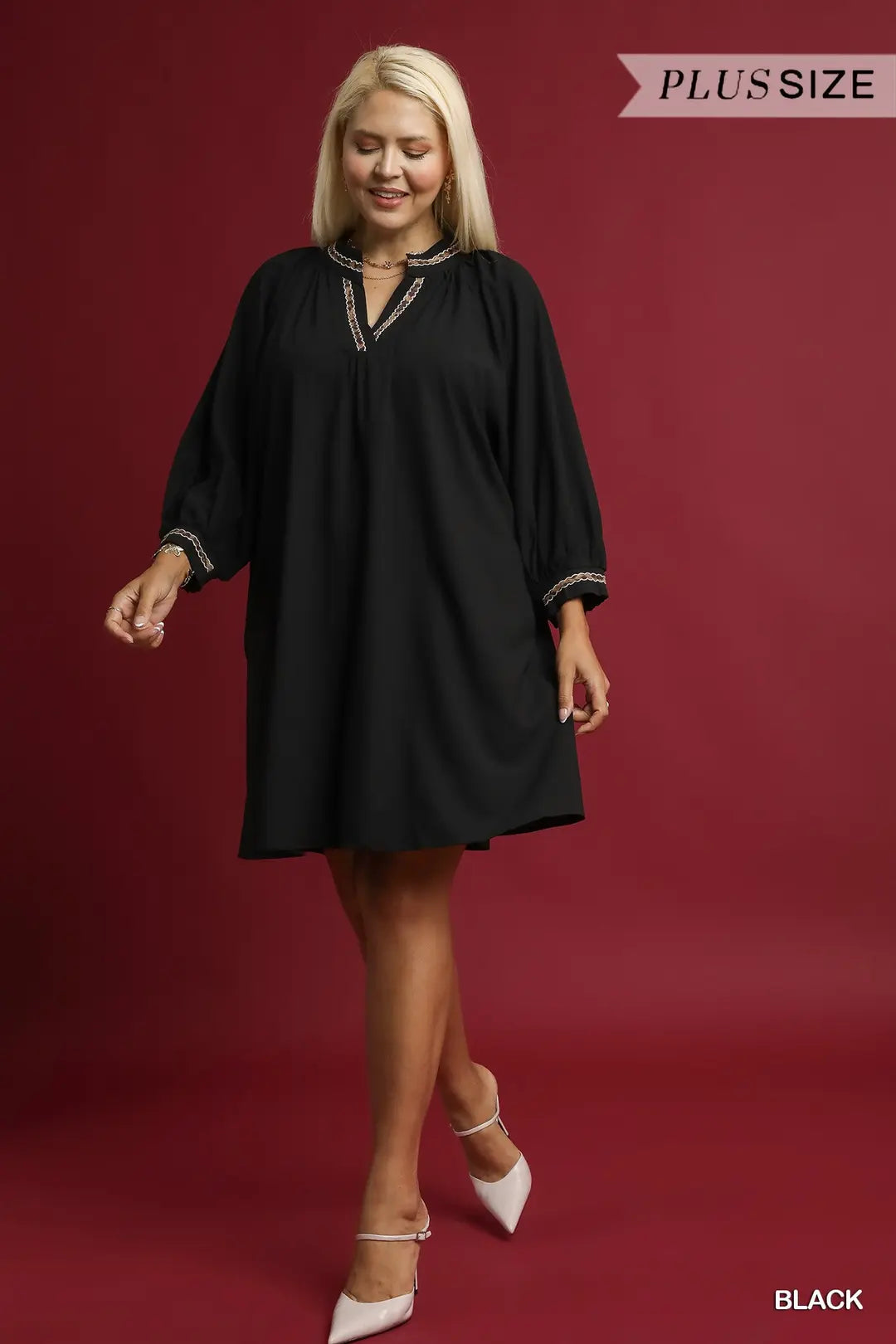 SHEER LEOPARD TRIM SHIFT BLACK DRESS