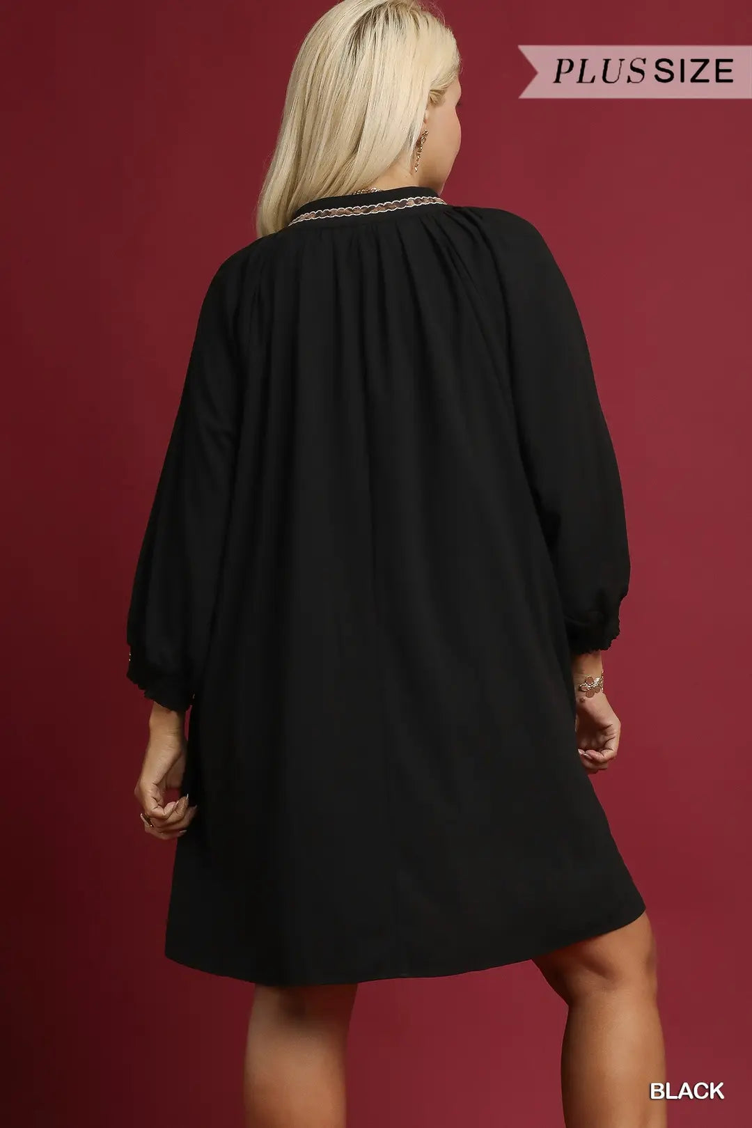 SHEER LEOPARD TRIM SHIFT BLACK DRESS
