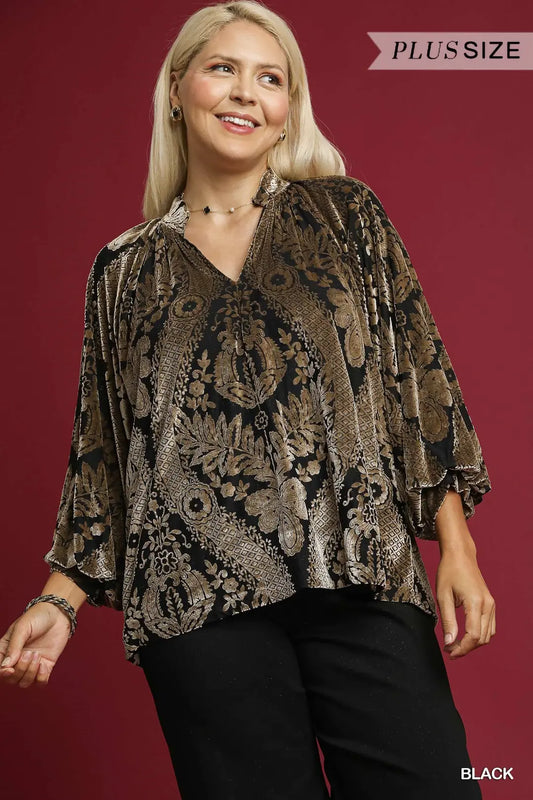 VELVET BLACK DAMASK TOP