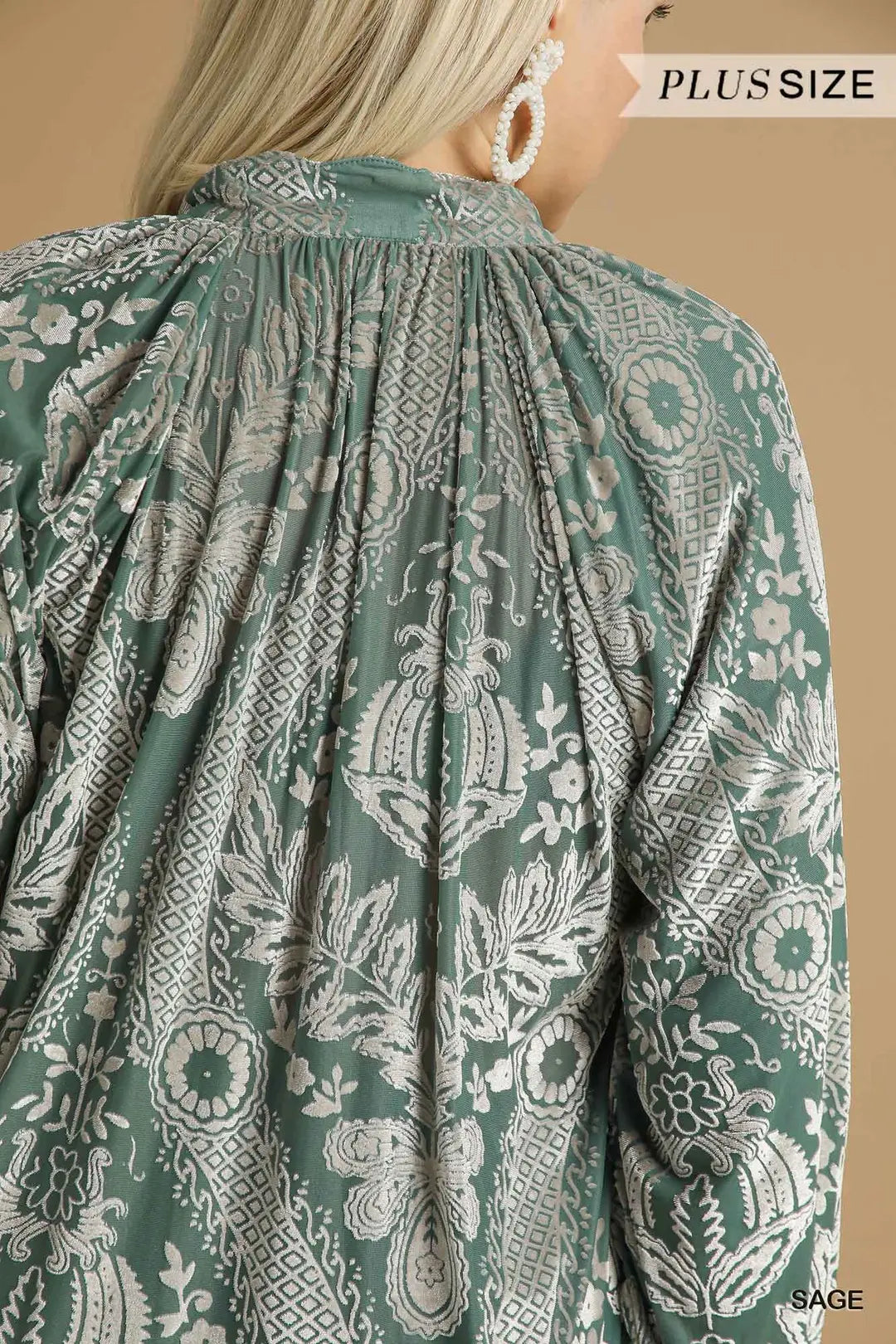 VELVET SAGE DAMASK TOP