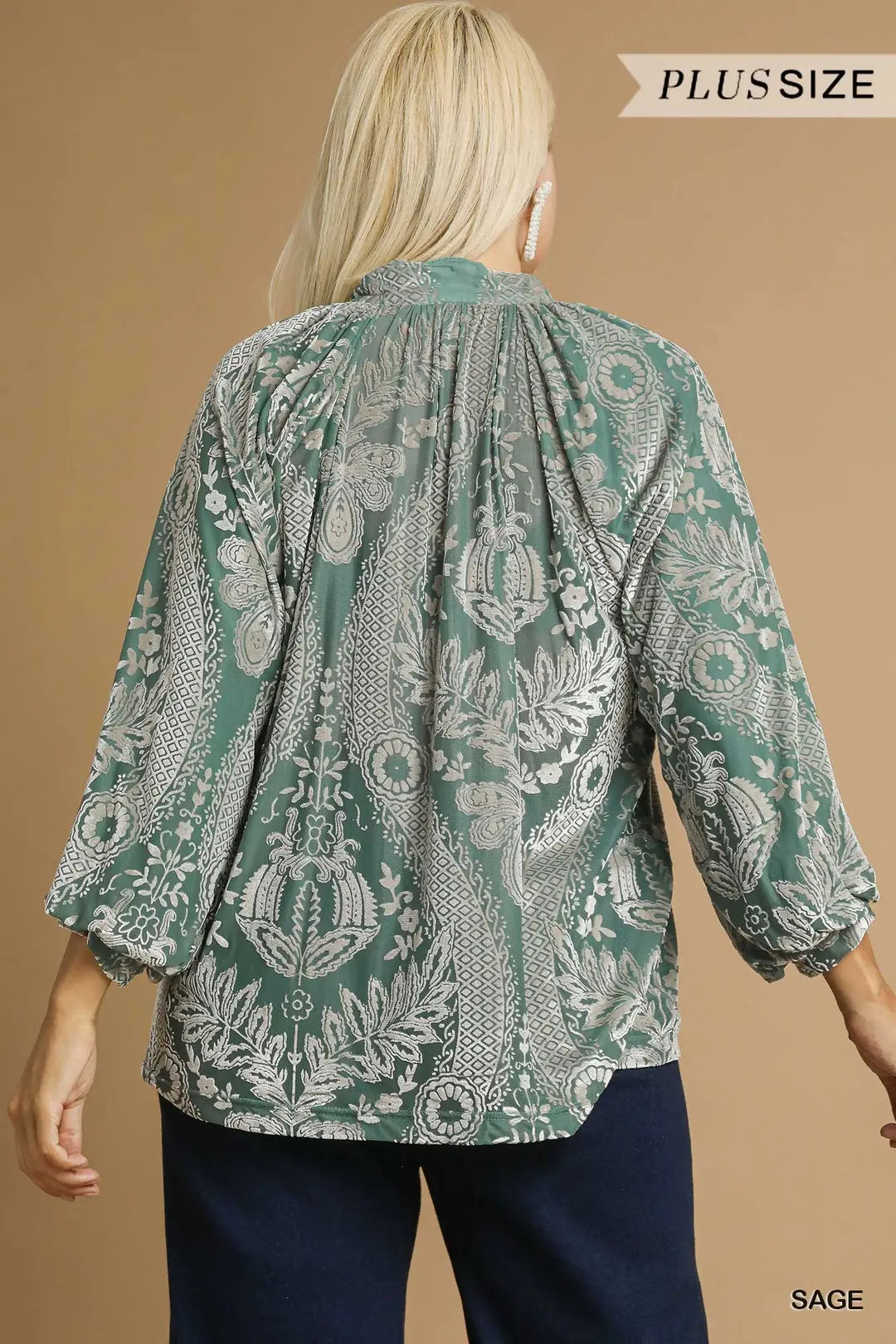 VELVET SAGE DAMASK TOP