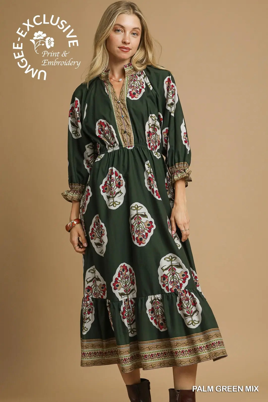 FLOWER PATCH MIDI DRESS