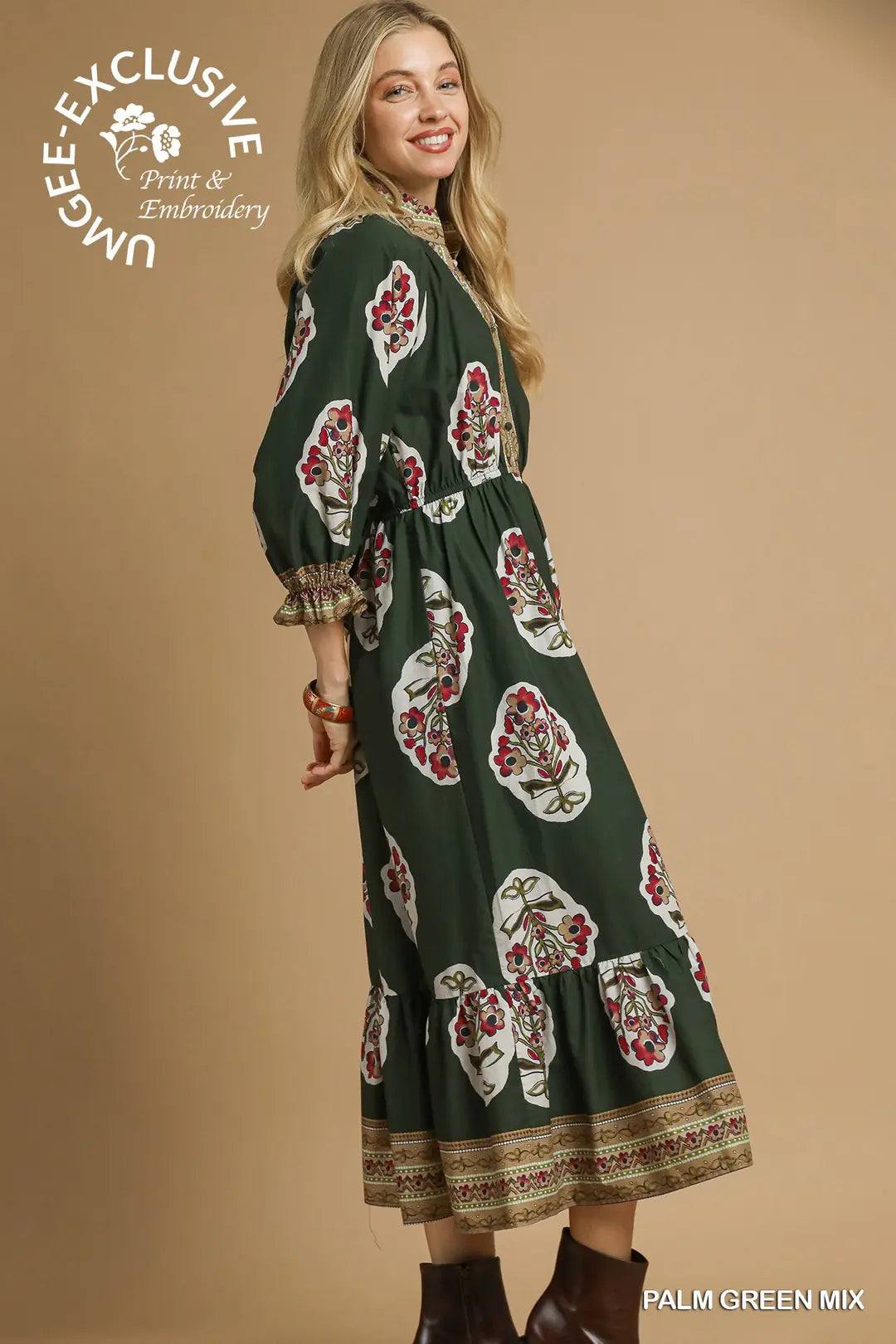 FLOWER PATCH MIDI DRESS