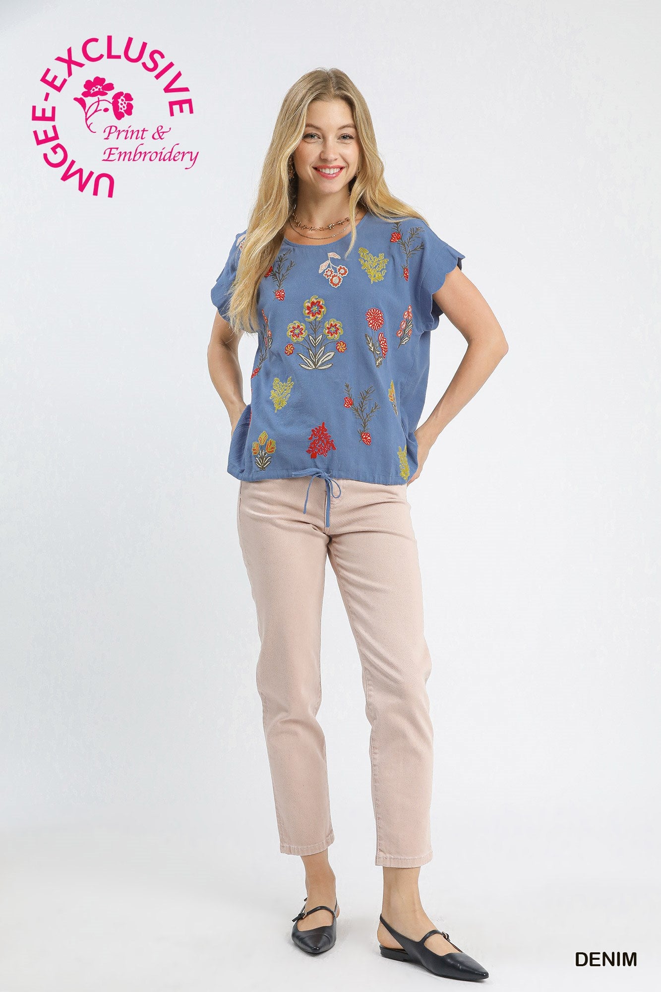 DENIM BOTANICAL TOP