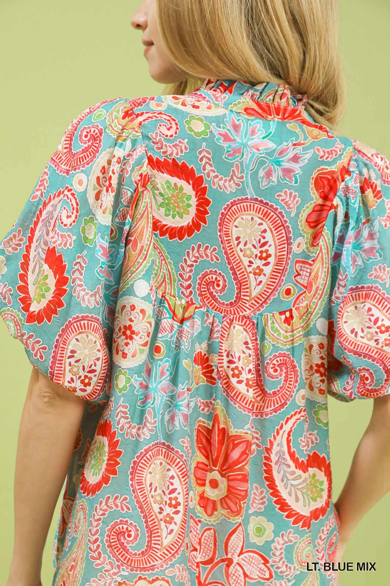 WOMENS BLUE MIX SS TOP