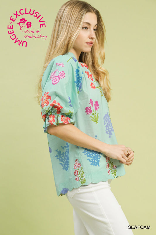 SCALLOP HEM SEAMFOAM TOP