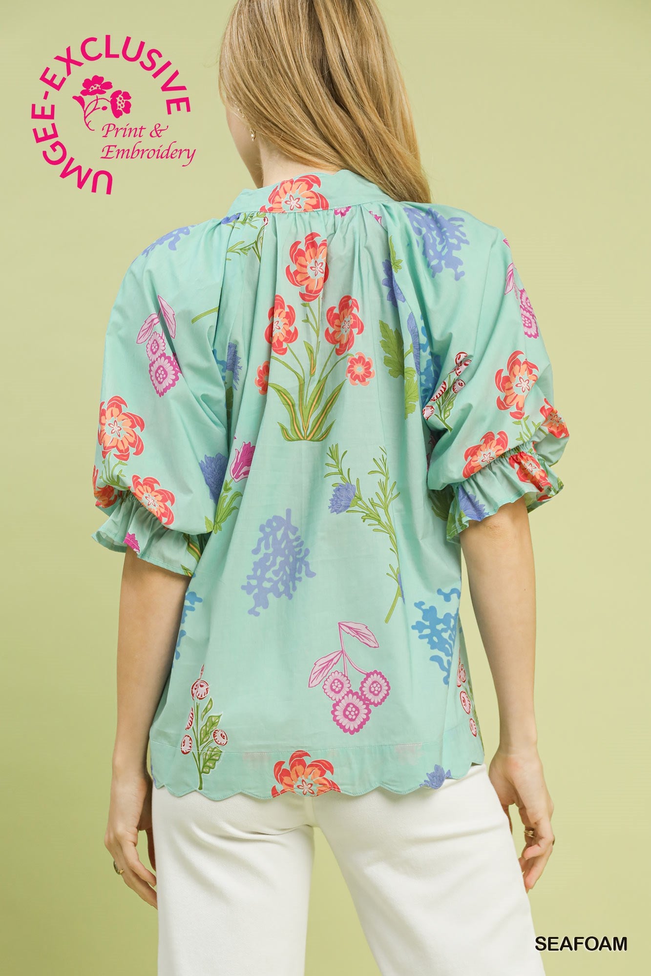 SCALLOP HEM SEAMFOAM TOP