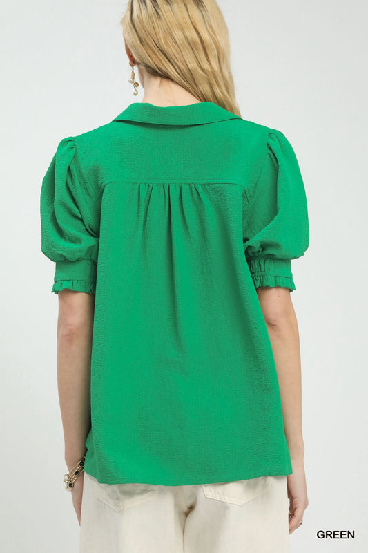 COLLAR FUCHSIA GREEN TOP