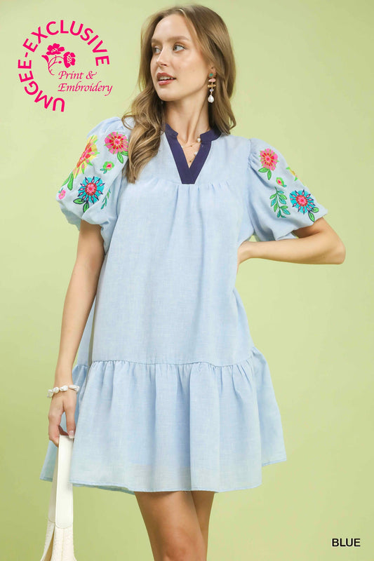 BUBBLE FLORAL EMB DRESS