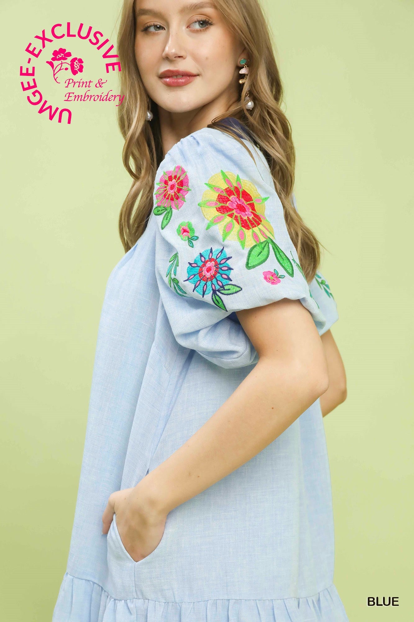 BUBBLE FLORAL EMB DRESS