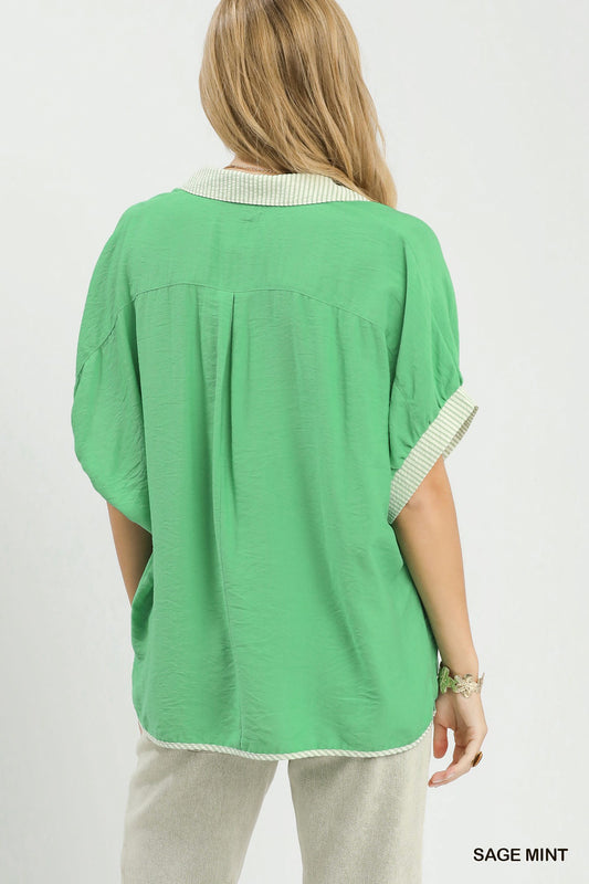 CONTRAST SAGE MINT TOP