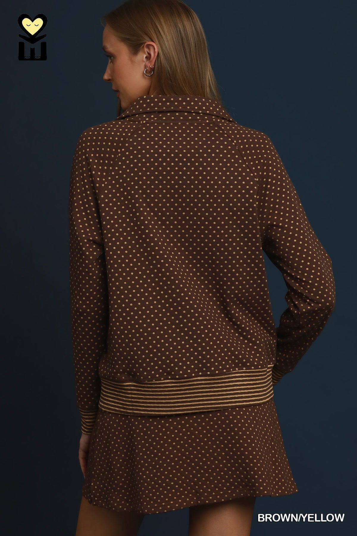 POLKA-DOT BROWN/YELLOW ZIP TOP